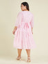 Janasya Women's Plus Size Pink Pure Cotton Solid Tiered Dress